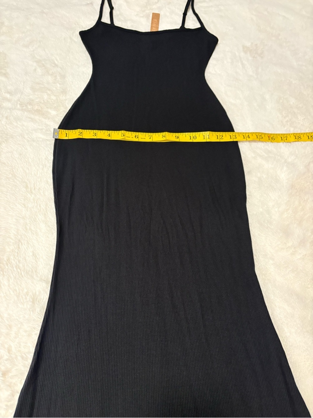 Skims Lounge Petite Long Slip Dress Onyx Black Stretch Maxi Size Small NWT - Picture 5 of 11